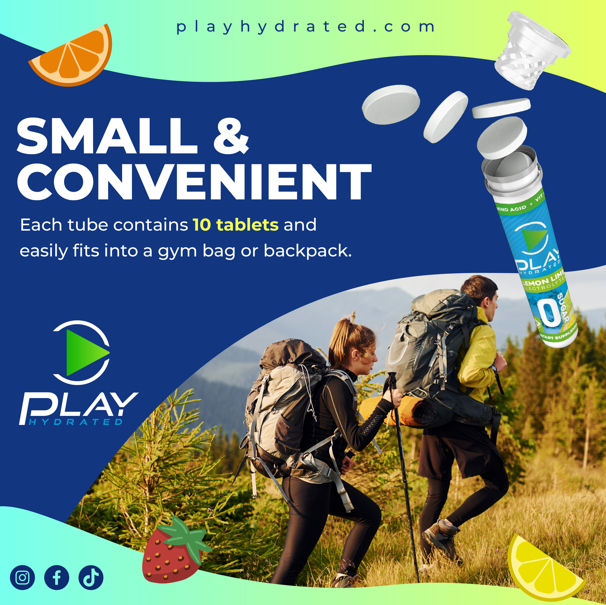 sports drink tablet that's small and convenient with vitamins and minerals and sugar-free and no sugar crash and easily fits in gym bag or backpack